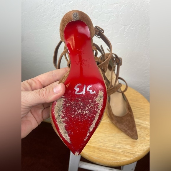 Christian Louboutin Victorilla Biscotto Brown Pump Sandal EU 37.5 US 7.5 - Picture 5 of 11